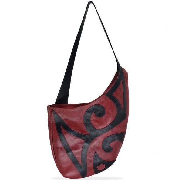 Bolsa BG 029 -Vermelho - Preto 100% couro