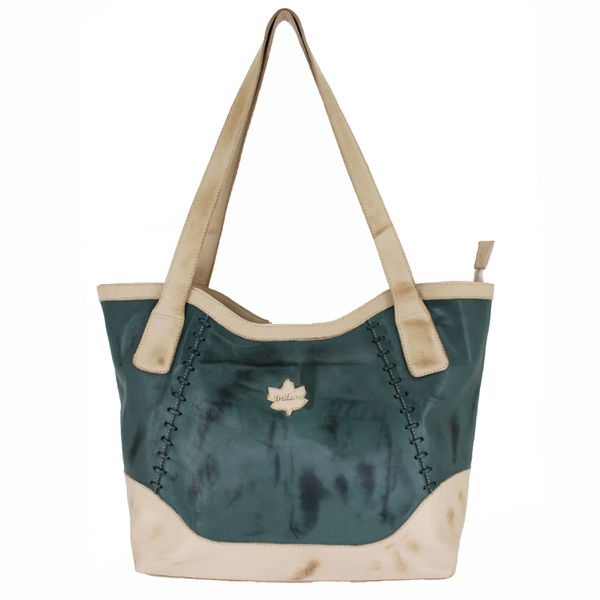 Bolsa BG 030 Verde/Off White 100% em couro - BG030... - Drilean