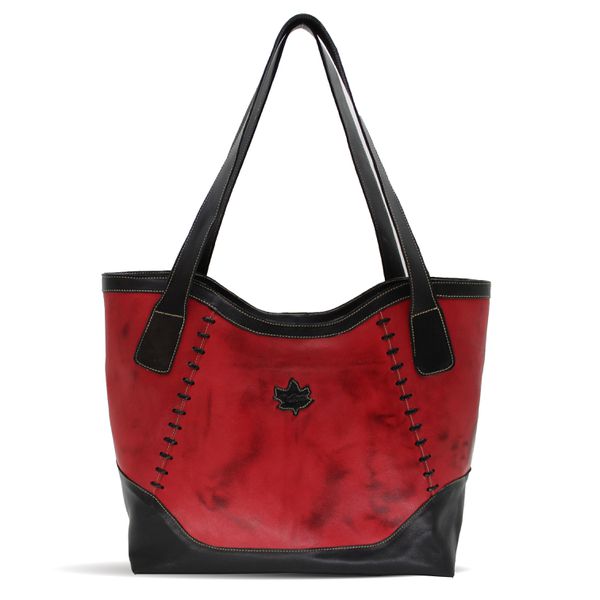 Bolsa BG 030 Preto Vermelho 100% em couro