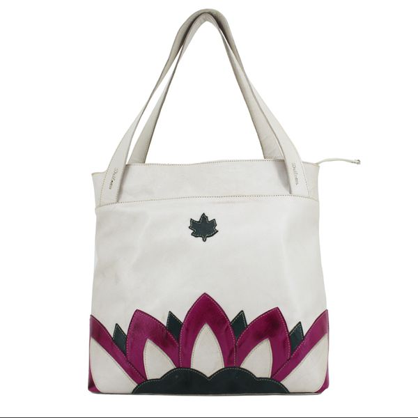 Bolsa BG 031 Off White/Verde 100% em couro