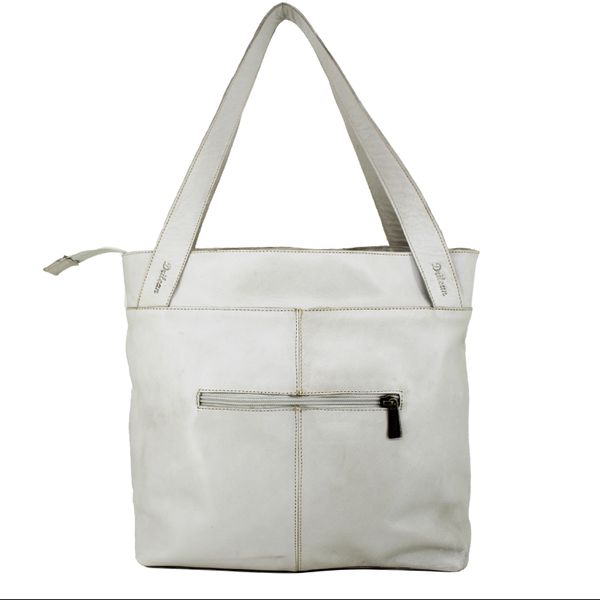 Bolsa BG 031 Off White/Verde 100% em couro