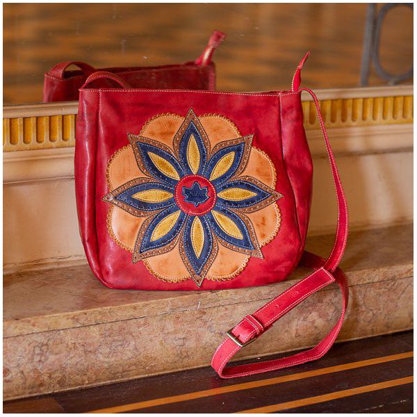 Bolsa BM 008 INDIANA Vermelha 100% em couro
