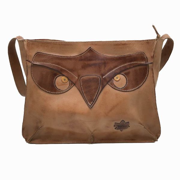 Bolsa BM 012 Coruja Caramelo 100% em couro - BM012... - Drilean