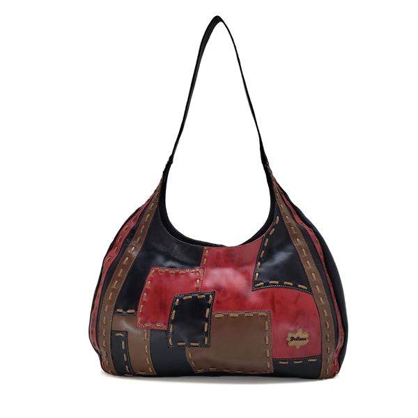 Bolsa BM 024 Preto-Vermelho 100% couro - BM024-078 - Drilean