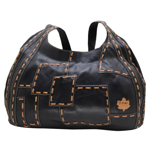 Bolsa BM 024 Preto - Laranja 100% couro