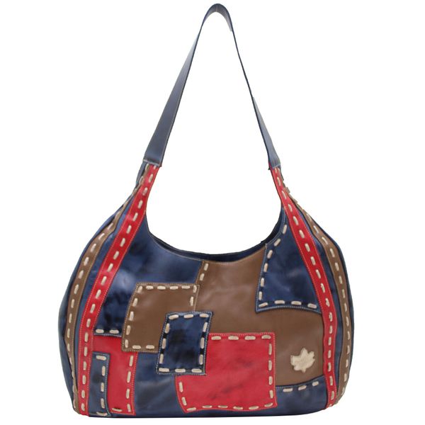 Bolsa BM 024 Azul - Castanho 100% couro - BM024-08... - Drilean