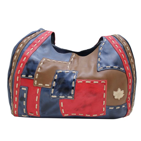 Bolsa BM 024 Azul - Castanho 100% couro