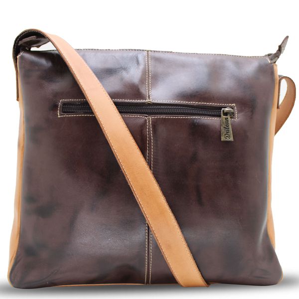 Bolsa BM 032 Café Laranja 100% em couro OUTLET