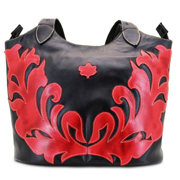 Bolsa BM 035 Preto/Vermelho 100% em couro - BM035-... - Drilean