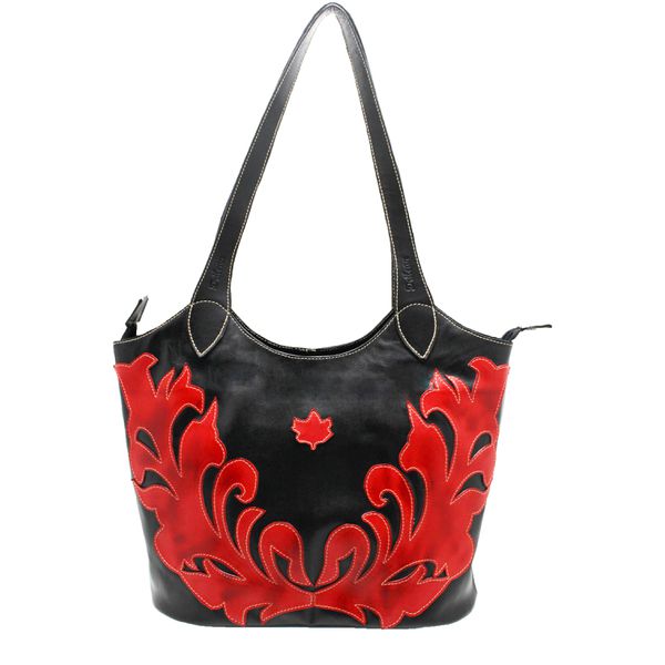 Bolsa BM 035 Preto/Vermelho 100% em couro