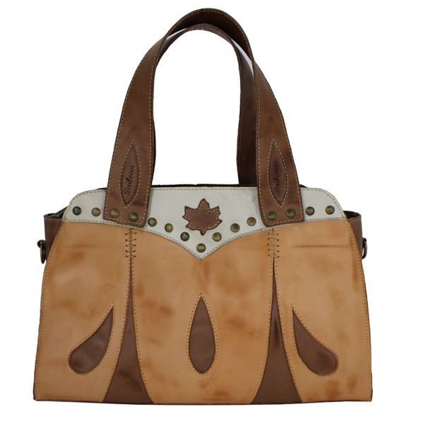 Bolsa BM 037 Laranja/Castanho 100% couro - BM037-1... - Drilean