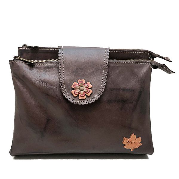 Bolsa BP 006 Café 100% em couro - BP006-0217 - Drilean
