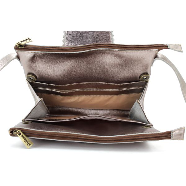 Bolsa Feminina em Couro - Onix Metalizado Prata (BP 006)