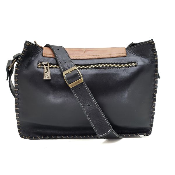 Bolsa BP 017 Preto-Laranja 100% em couro