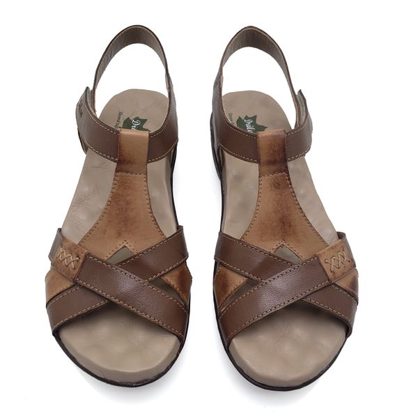Sandália Anatômica Feminina de Couro Legítimo e Palmilha Gel - Castanho - 38 (MA035) OUTLET