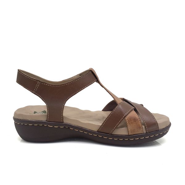 Sandália Anatômica Feminina de Couro Legítimo e Palmilha Gel - Castanho - 38 (MA035) OUTLET