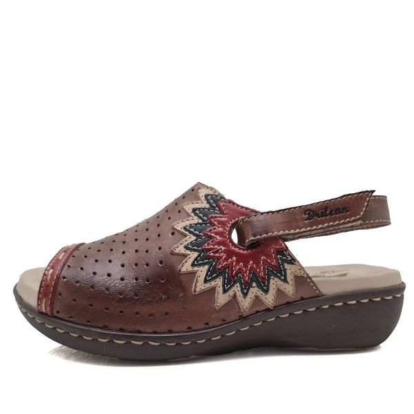 Sandália Anatomica Feminina de Couro Legítimo e Palmilha Gel - Castanho - 39 (MA023) OUTLET