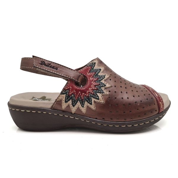 Sandália Anatomica Feminina de Couro Legítimo e Palmilha Gel - Castanho - 39 (MA023) OUTLET