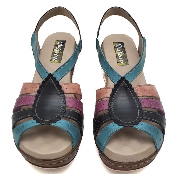 Sandália Anabela Feminina de Couro Legítimo - Preto - Oceano - 35 - 36 (NI014) OUTLET