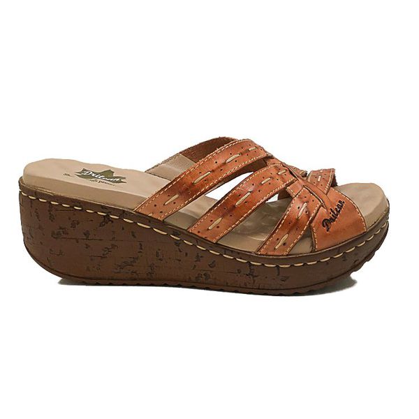 Sandália Anabela Feminina de Couro Legítimo e Palmilha Gel - Laranja - 35 (NI038) OUTLET