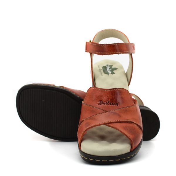 Sandália de Salto Feminina em Couro Legítimo com Palmilha Gel - Coral - 38 (BR045) OUTLET