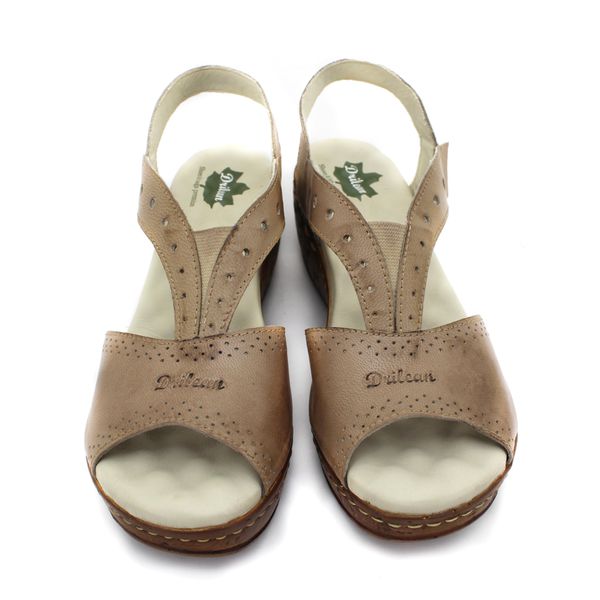 Sandália Anabela Feminina de Couro Legítimo com Palmilha Gel - Fendi - 34 (NI013) OUTLET