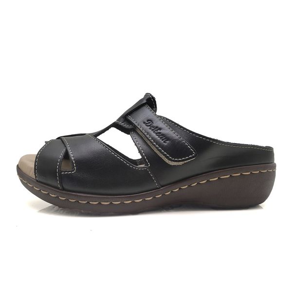 Sandália Feminina Anatômica de Couro Legítimo e Palmilha Gel - Preto - 34 (MA031) OUTLET