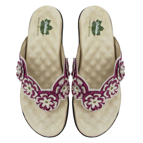 Sandália Feminina Anatômica de Couro Legítimo e Palmilha Gel - Violeta/Off - 34 (MA025) OUTLET