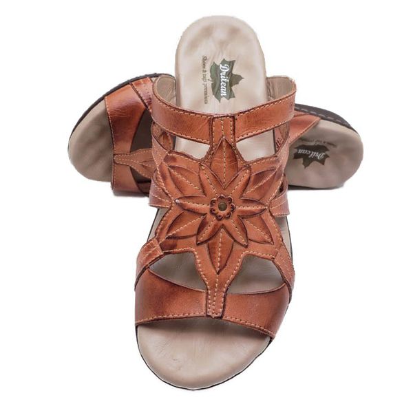 Sandália Feminina Couro Legítimo e Palmilha Gel - Laranja - 39 (MA010) OUTLET