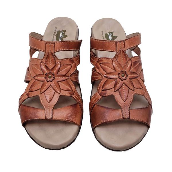 Sandália Feminina Couro Legítimo e Palmilha Gel - Laranja - 39 (MA010) OUTLET