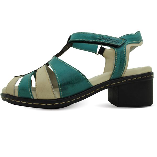 Sandália de Salto Feminina em Couro Legítimo Oceano e Palmilha Gel - 36 (BR052) OUTLET