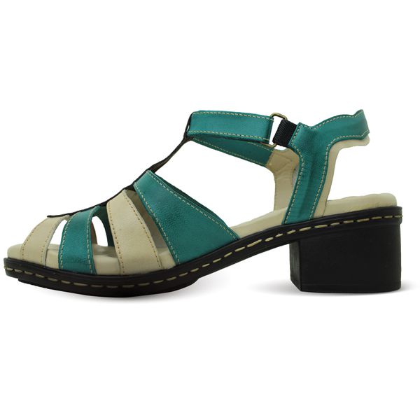 Sandália de Salto Feminina em Couro Legítimo Oceano e Palmilha Gel - 36 (BR052) OUTLET