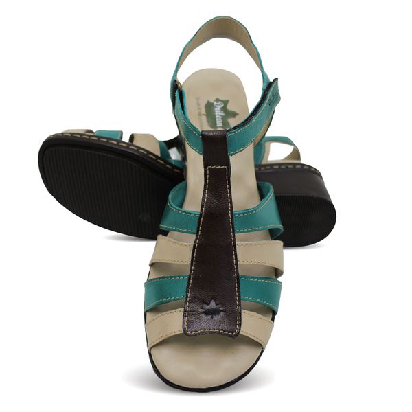 Sandália de Salto Feminina em Couro Legítimo Oceano e Palmilha Gel - 36 (BR052) OUTLET