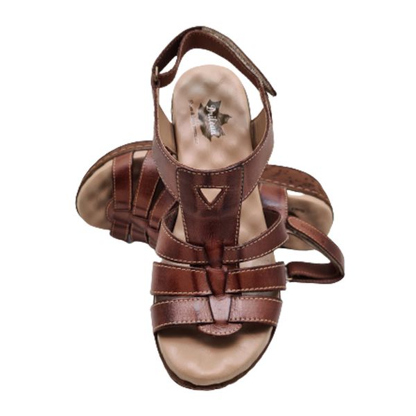 Sandália Anabela Feminina de Couro Legítimo e Palmilha Gel - Castanho - 38 (NI005) OUTLET