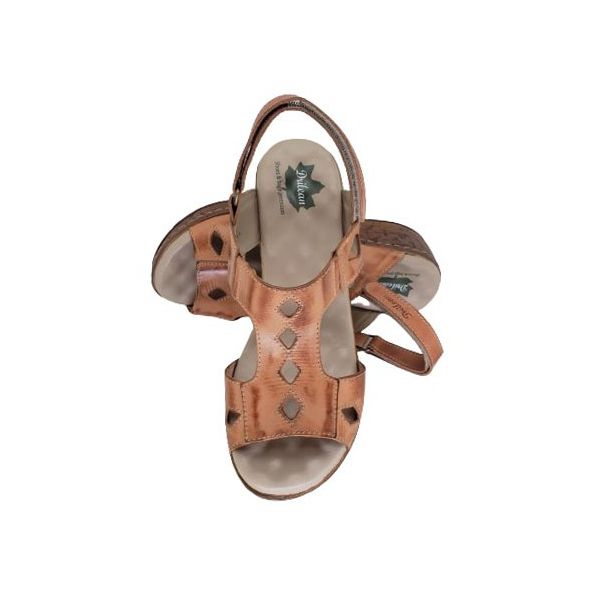 Sandália Anabela Feminina de Couro Legítimo e Palmilha Gel - Laranja - 36 (NI008) OUTLET