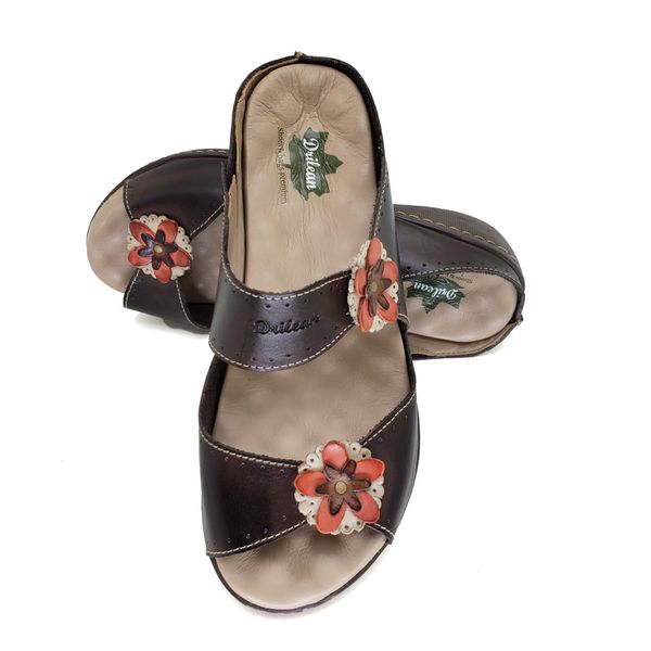 Sandália Feminina Anatômica de Couro Legítimo e Palmilha Gel - Café - 35 (MA042) OUTLET