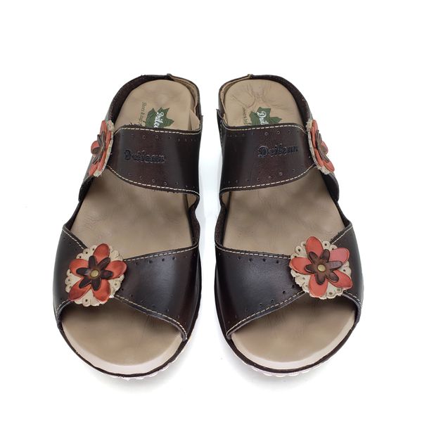 Sandália Feminina Anatômica de Couro Legítimo e Palmilha Gel - Café - 35 (MA042) OUTLET
