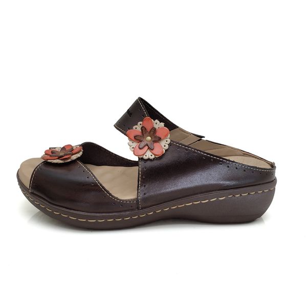 Sandália Feminina Anatômica de Couro Legítimo e Palmilha Gel - Café - 35 (MA042) OUTLET