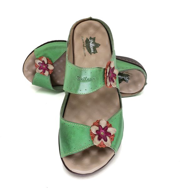 Sandália Feminina de Couro Legítimo para Dores nos Pés - Pistache - 35 (MA042) OUTLET