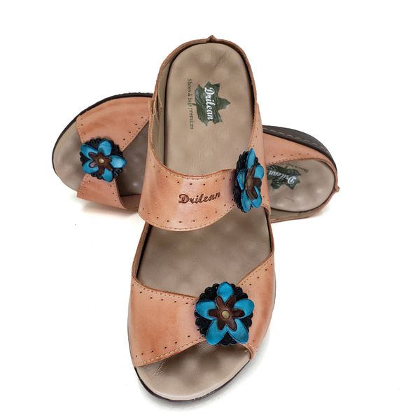 Sandália Feminina de Couro e Palmilha Gel - Salmão - 35 (MA042) OUTLET