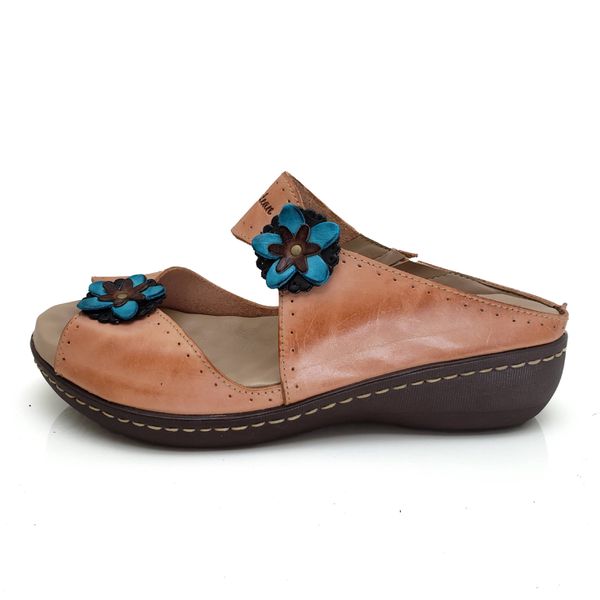 Sandália Feminina de Couro e Palmilha Gel - Salmão - 35 (MA042) OUTLET