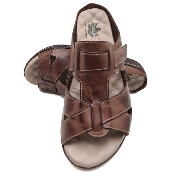 Sandália Feminina Anatômica de Couro Legítimo e Palmilha Gel - Castanho - 33 - 35 (MA031) OUTLET