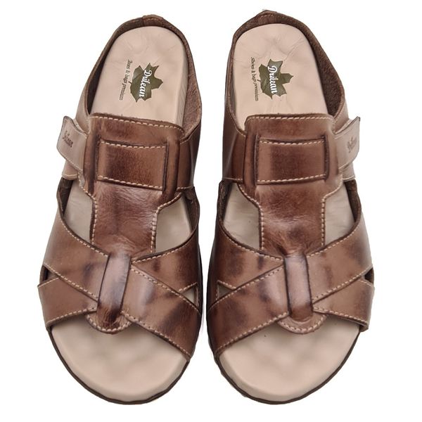 Sandália Feminina Anatômica de Couro Legítimo e Palmilha Gel - Castanho - 33 - 35 (MA031) OUTLET