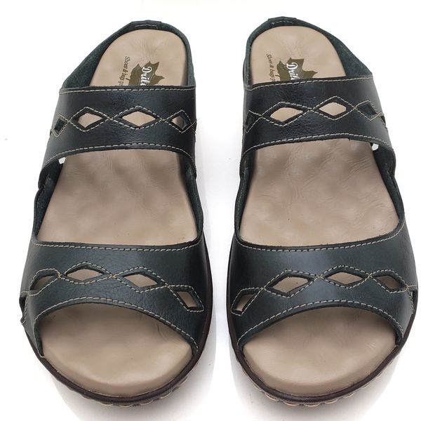 Sandália Anatômica Feminina em Couro e Palmilha em Gel - Verde - 35 (MA032) OUTLET