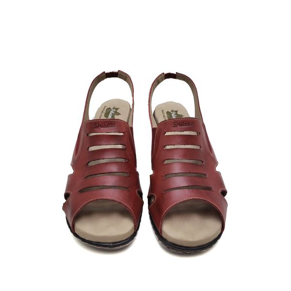Sandália de Salto Bloco Confortável Couro Legítimo Vermelho com Palmilha Gel - 36 (BR030)