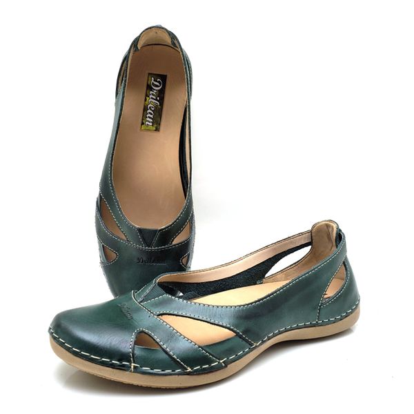 Sapatilha CR006 VERDE 100% em couro com palmilha em GEL - 36 OUTLET