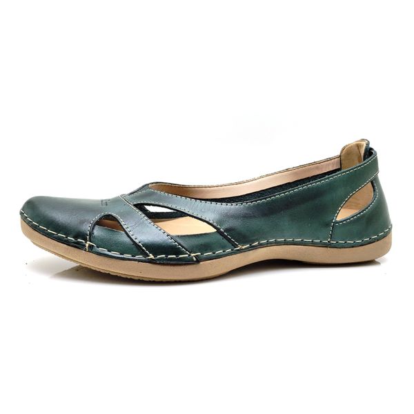 Sapatilha CR006 VERDE 100% em couro com palmilha em GEL - 36 OUTLET