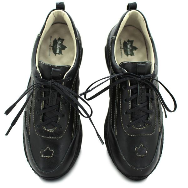 Tênis Feminino em Couro Legítimo com Palmilha em Gel - Preto - Sola Preta (CAF003)