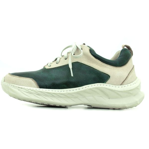 Tênis Masculino em Couro Legítimo com Palmilha em Gel - Bicolor Verde - Off White (CAM004)