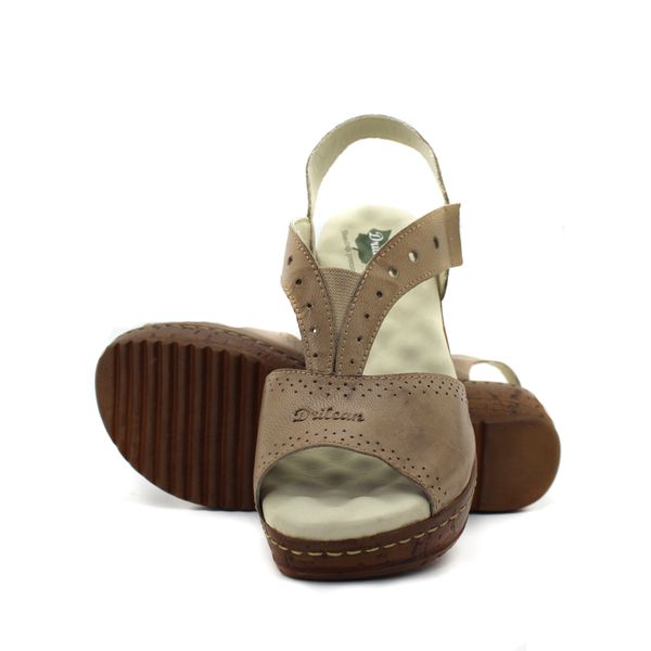 Sandália Anabela Feminina de Couro Legítimo com Palmilha Gel - Fendi (NI 013)